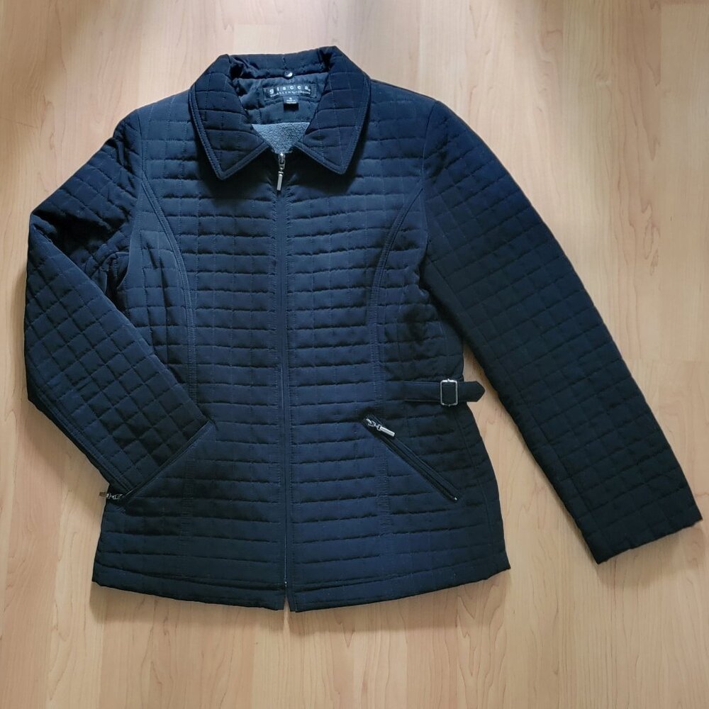 Giacca by Gallery Black Quilted Jacket With Removable Faux Fur Collar - S